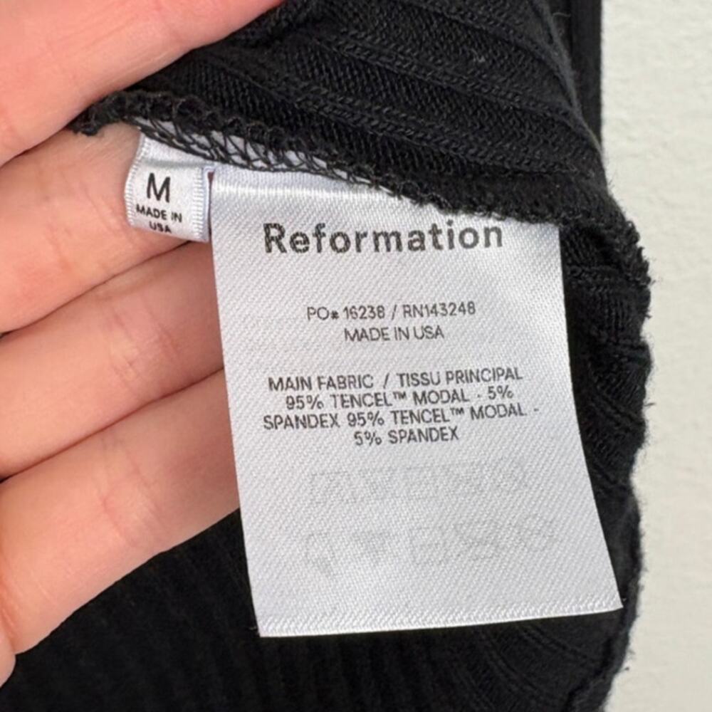 Reformation Einkorn Clasp Front Ribbed Puff Sleeve Tencel Blend Blouse Medium - Picture 7 of 7